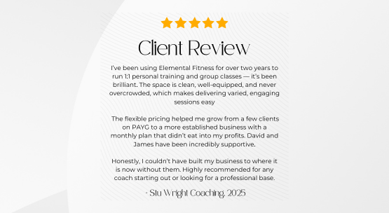 Coach Spotlight: Stu Wright Coaching Gym Space Hire with Elemental Fitness Leeds
